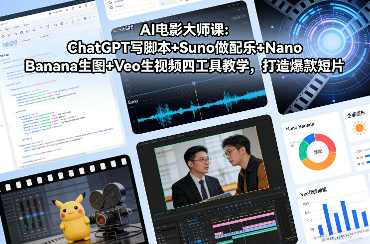 AI电影大师课：ChatGPT写脚本+Suno做配乐+Nano Banana生图+Veo生视频，打造爆款短片-小目标云网创