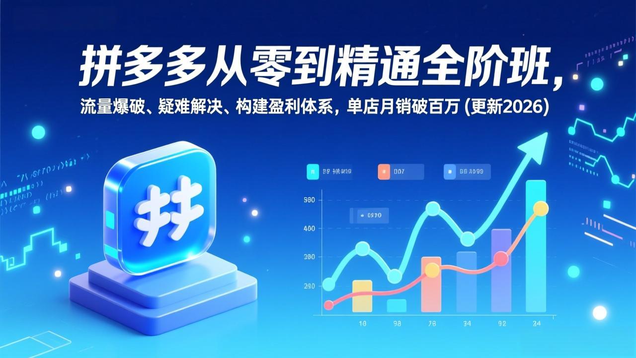 拼多多从零到精通全阶班，流量爆破、疑难解决，构建盈利体系，单店月销破百万(更新2026-小目标云网创