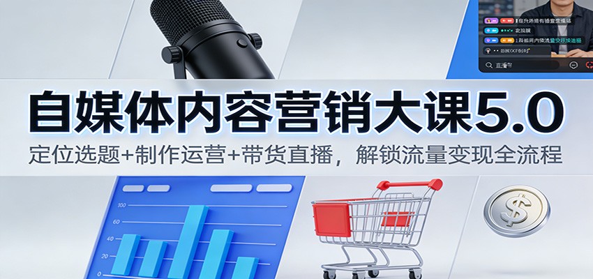 自媒体内容营销大课5.0：定位选题+制作运营+带货直播，解锁流量变现全流程-极速搞钱云网创