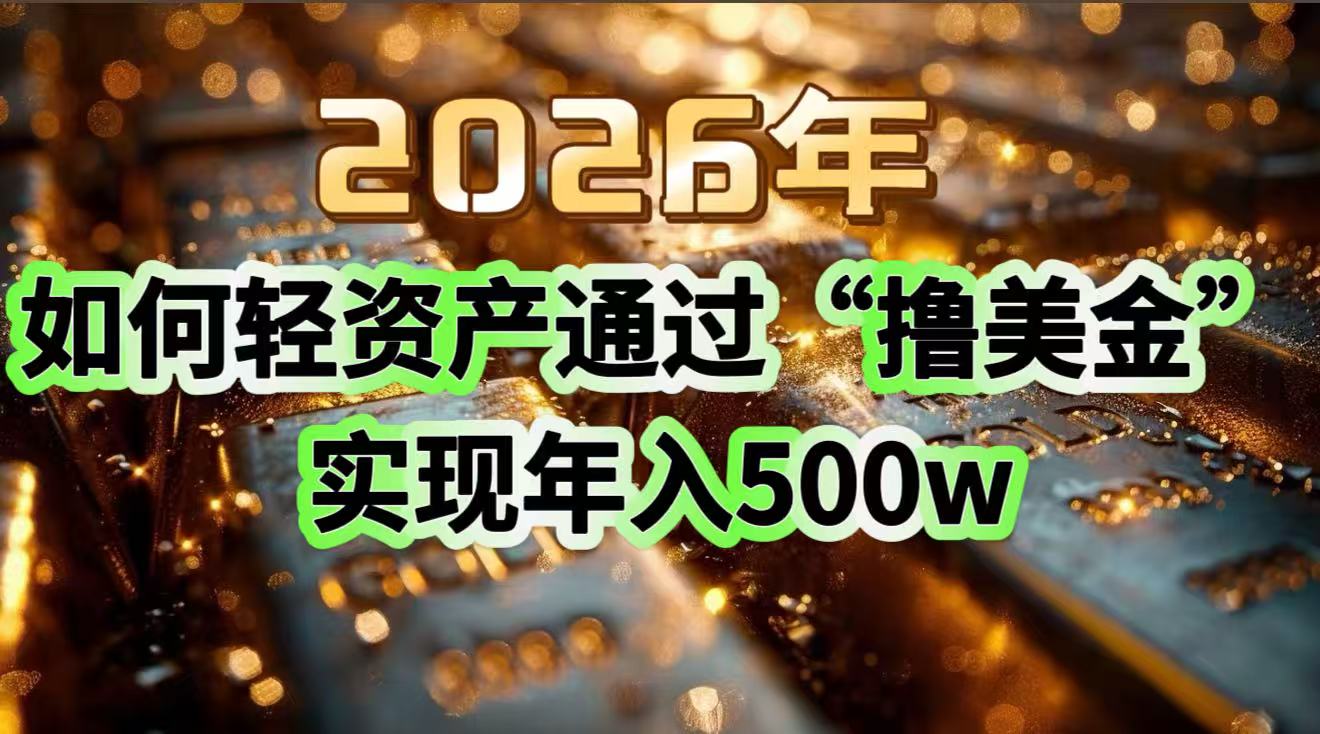 2026年如何轻资产通过“撸美金”实现年入500w-小目标云网创