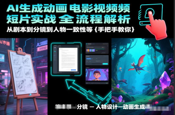 AI生成动画电影视频短片实战全流程解析，从剧本到分镜到人物一致性等手把手教你-极速搞钱云网创