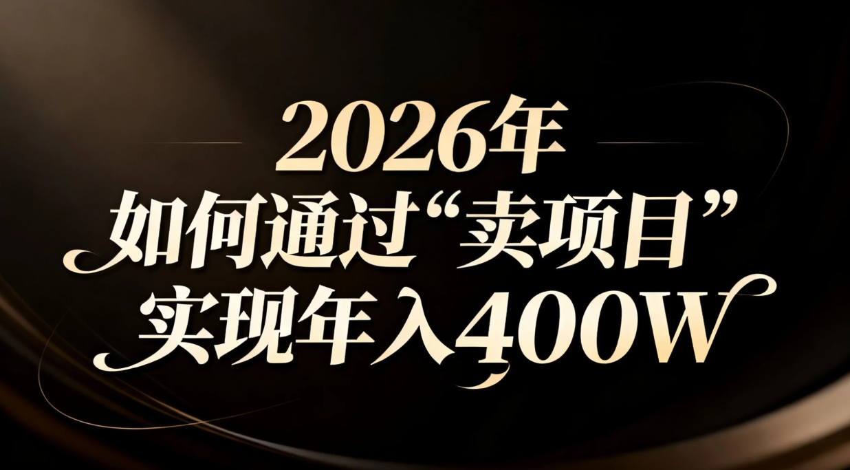 2026年如何通过“卖项目”实现年入百万-极速搞钱云网创