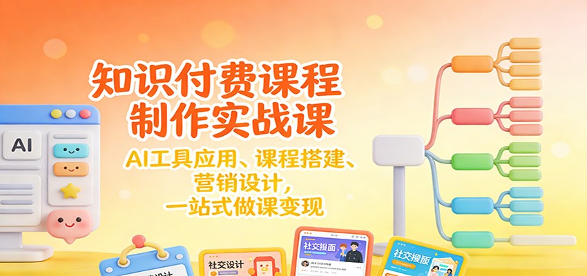 知识付费课程制作实战课：AI工具应用 、课程搭建、营销设计，一站式做课变现-极速搞钱云网创