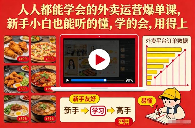 人人都能学会的外卖运营爆单课，新手小白也能听的懂，学的会，用得上-极速搞钱云网创