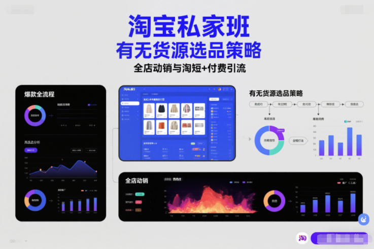 淘宝私家班，有无货源选品策略，高成功率爆款全流程打法，全店动销与淘短+付费引流(更新)-极速搞钱云网创