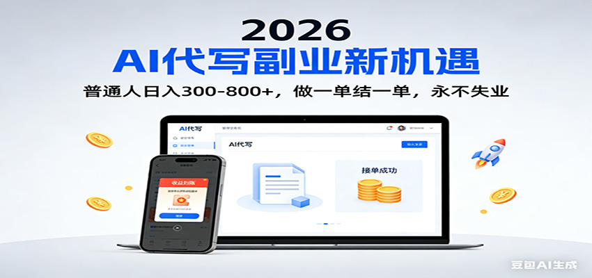 2026 副业首选！AI 代写日入 300-800，普通人0门槛，做一单结一单！-极速搞钱云网创