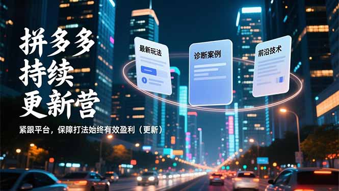 拼多多持续更新营，最新玩法、诊断案例、前沿技术，紧跟平台，保障打法始终有效盈利(更新-极速搞钱云网创