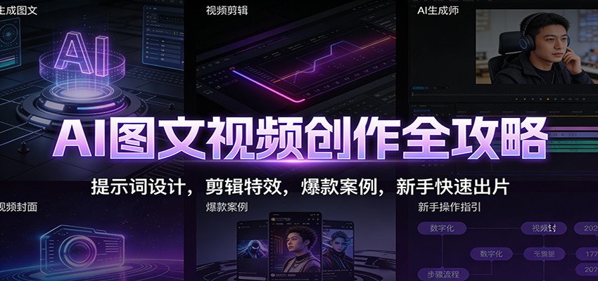 AI图文视频创作全攻略：提示词设计，剪辑特效，爆款案例，新手快速出片-小目标云网创