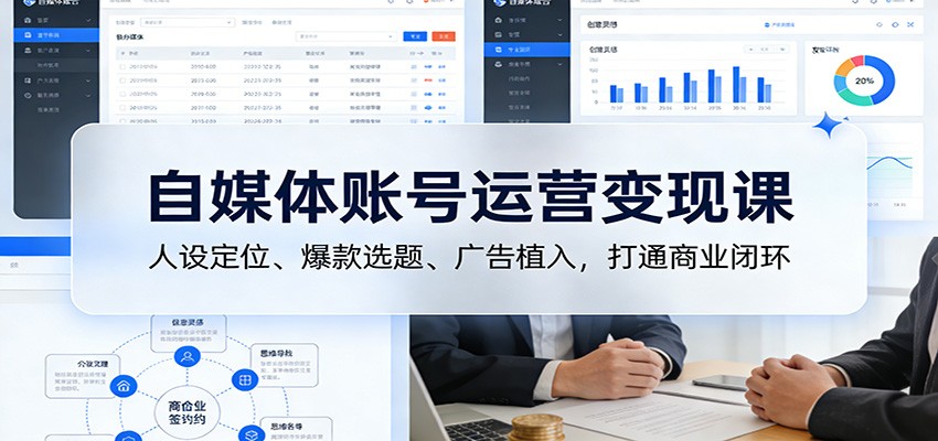 自媒体账号运营变现课：人设定位、爆款选题、广告植入，打通商业闭环-小目标云网创